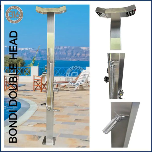 Bondi Double Head 316 Stainless Steel Outdoor Pool Shower