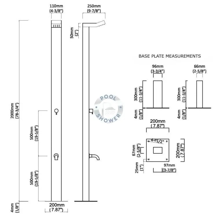 Bondi Silver Outdoor Indoor Pool Shower