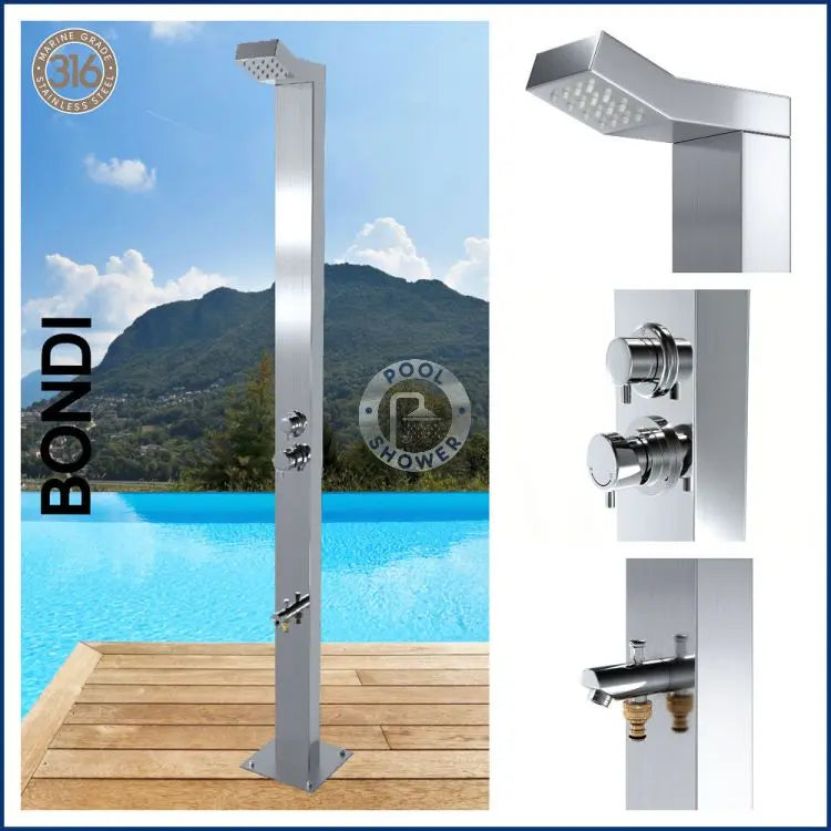 Bondi Silver Outdoor Indoor Pool Shower