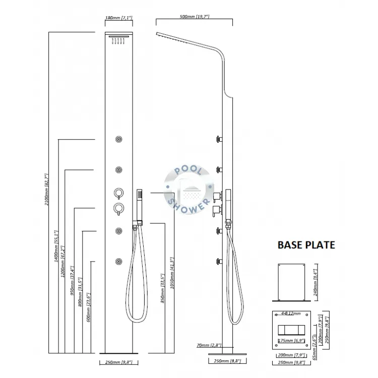 Brighton Silver Outdoor Indoor Massage Pool Shower