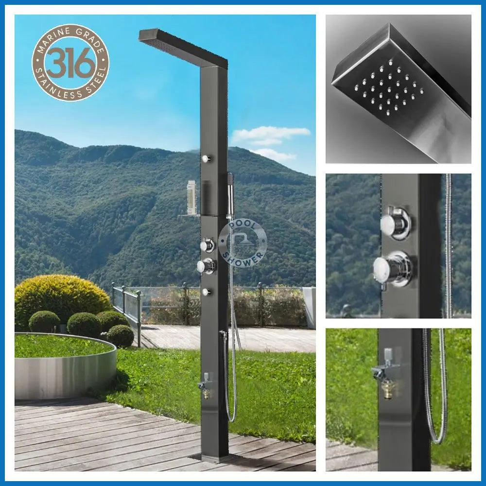 Reno Black ADA Outdoor Pool Shower
