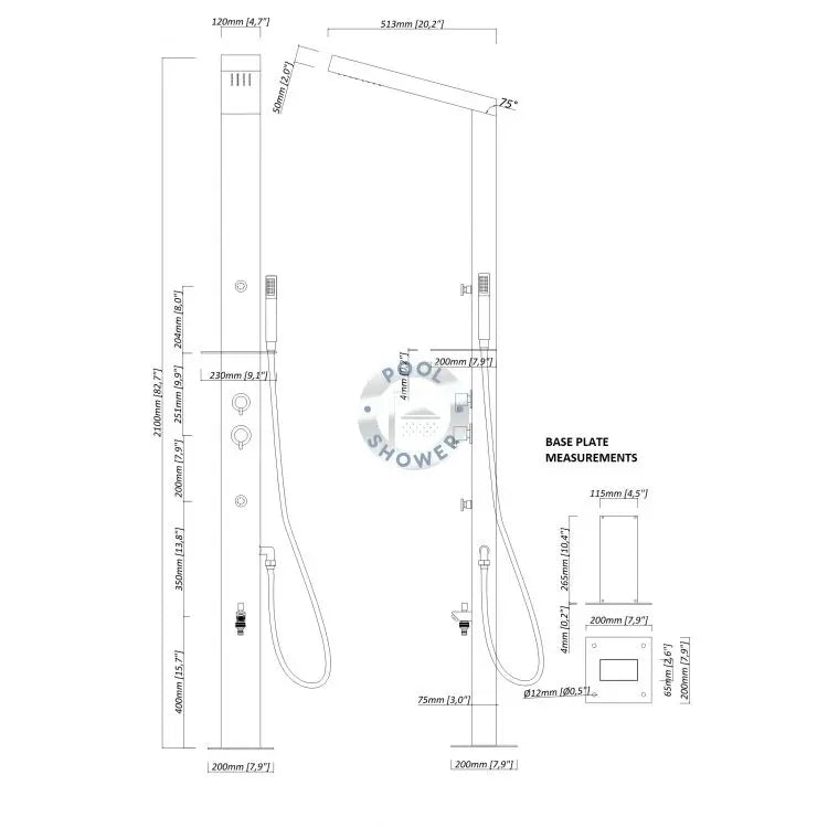 Reno Silver ADA Outdoor Pool Shower