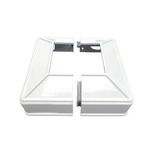 Aluminium Raised Two Piece Base Plate Post Cover 50x50 Dia - White
