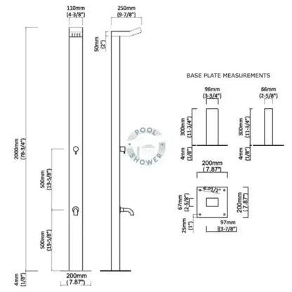 Bondi Silver ADA Outdoor Pool Shower