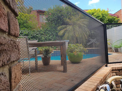 Perforated Pool Fence Panel &amp; Framing KIT Satin Black 1200x2000mm