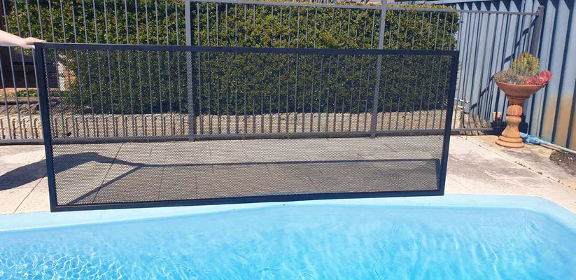 Perforated Pool Fence Panel &amp; Gate Framing KIT Satin Black