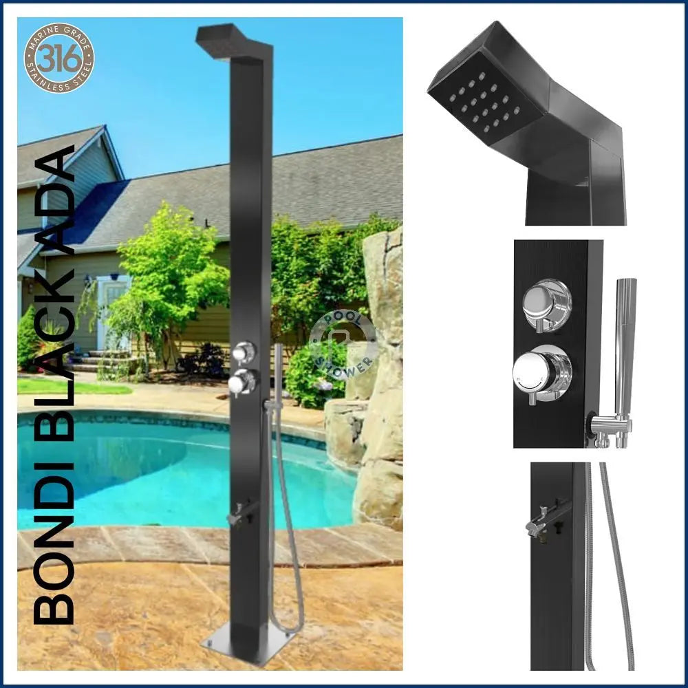 Bondi Black ADA Outdoor Indoor /Pool Shower