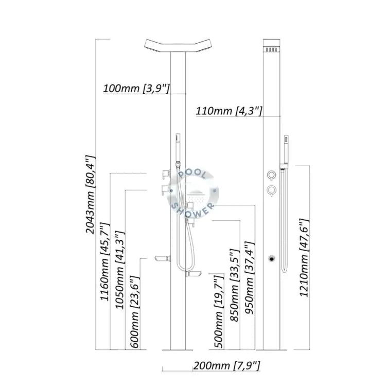 Bondi Double Head 316 Stainless Steel Outdoor Pool Shower