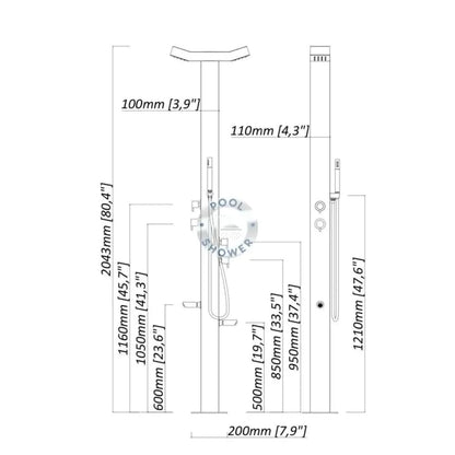 Bondi Double Head 316 Stainless Steel Outdoor Pool Shower
