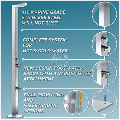 Bondi Silver Outdoor Indoor Pool Shower