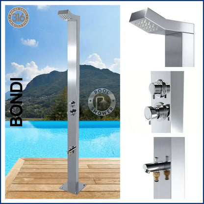 Bondi Silver Outdoor Indoor Pool Shower