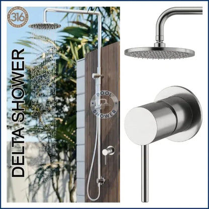 Delta 316 Marine Grade Stainless Steel Wall Mounted Outdoor Shower Rail