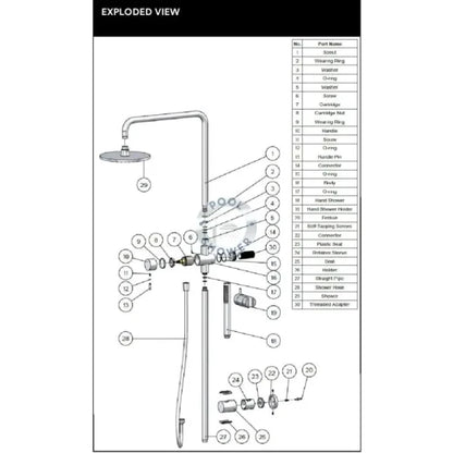Delta 316 Marine Grade Stainless Steel Wall Mounted Outdoor Shower Rail