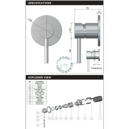 Delta 316 Marine Grade Stainless Steel Wall Mounted Outdoor Shower Rail
