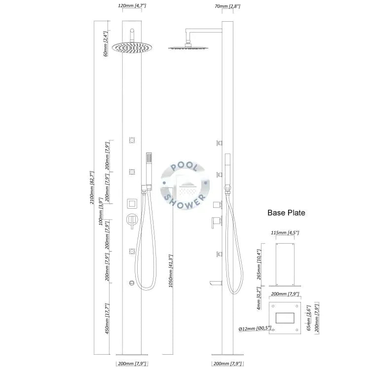 Milan Deluxe Outdoor Pool Shower