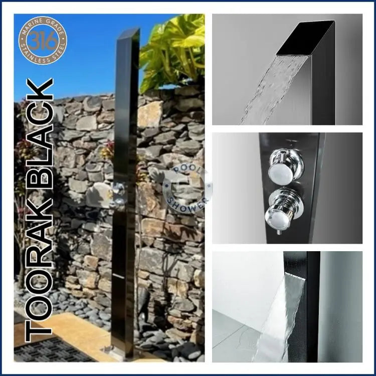 Toorak Black Outdoor Indoor Pool Shower