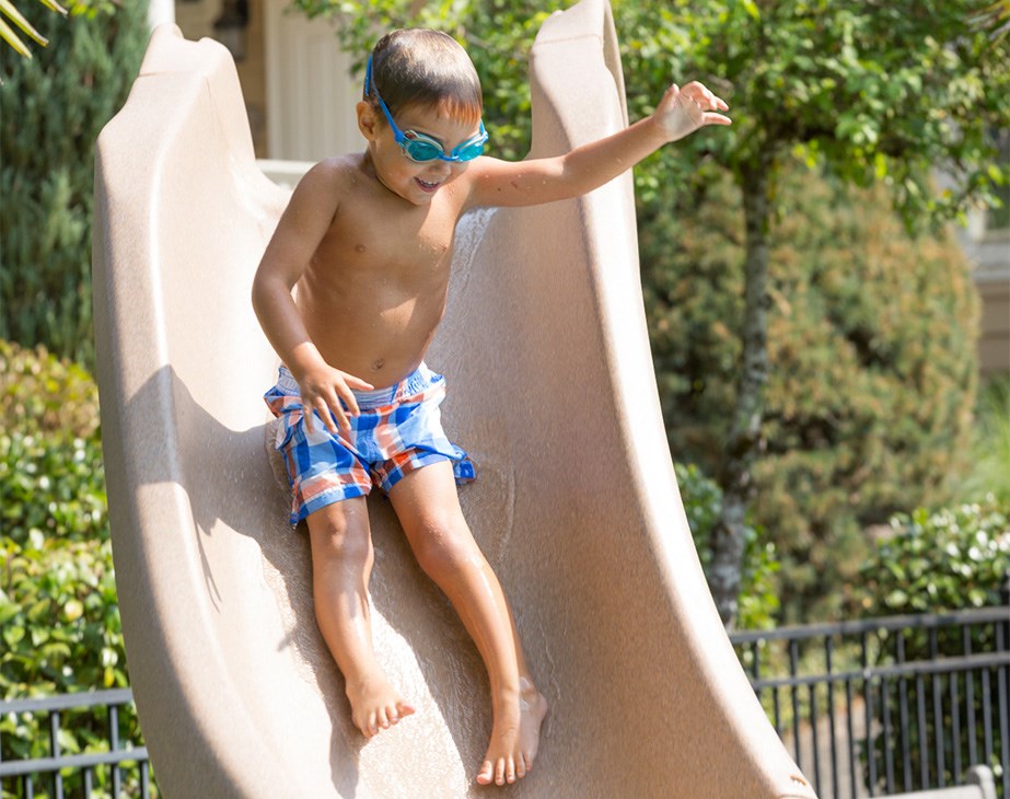 Typhoon - Sandstone/Grey Left/Right Curved Pool Slides