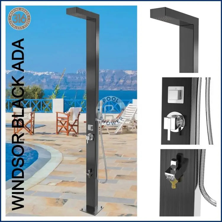Windsor Black Outdoor Pool Shower